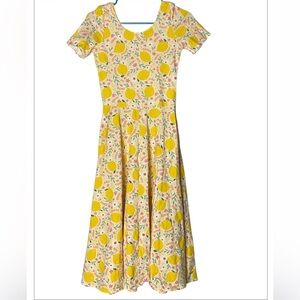ELESTORY Lemon Print Midi Dress with Pockets - Organic Cotton - XS